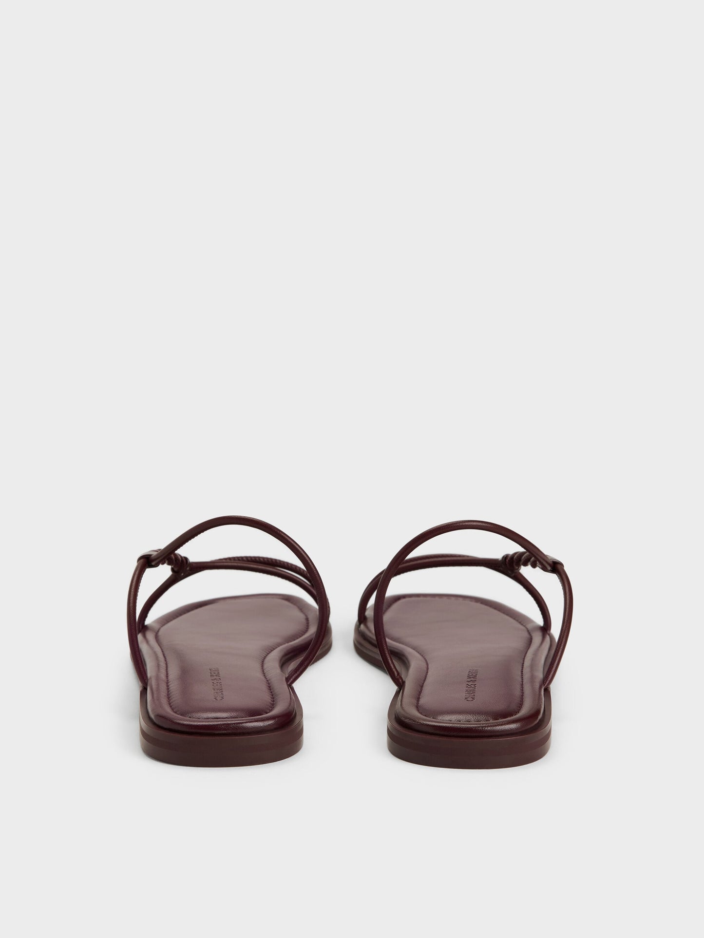 Fianna Twist-Strap Slide Sandals - Burgundy | CHARLES & KEITH