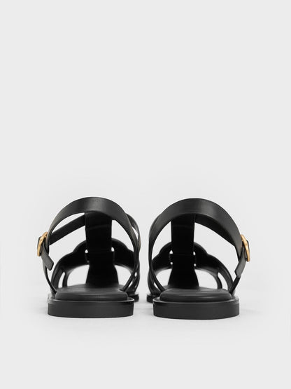 Easley T-Bar Caged Sandals - Black | CHARLES & KEITH