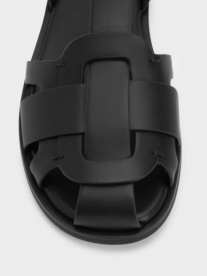 Easley T-Bar Caged Sandals - Black | CHARLES & KEITH