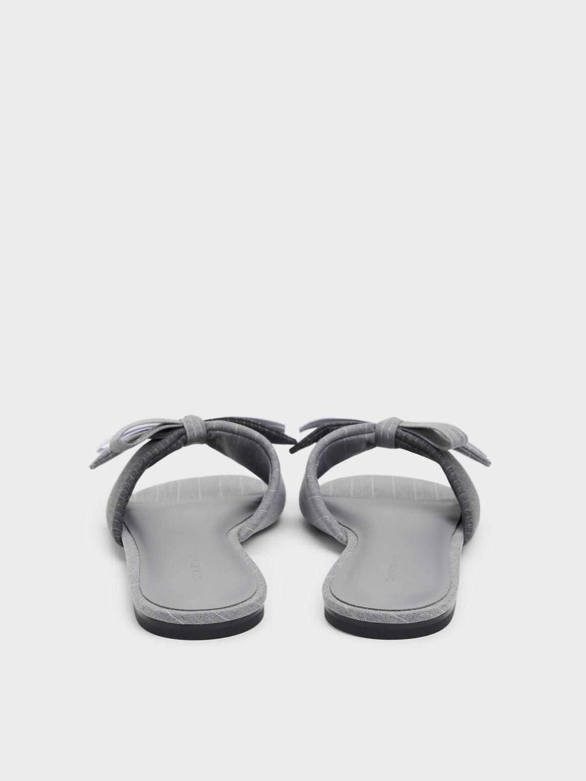Striped Bow Slide Sandals - Grey | CHARLES & KEITH
