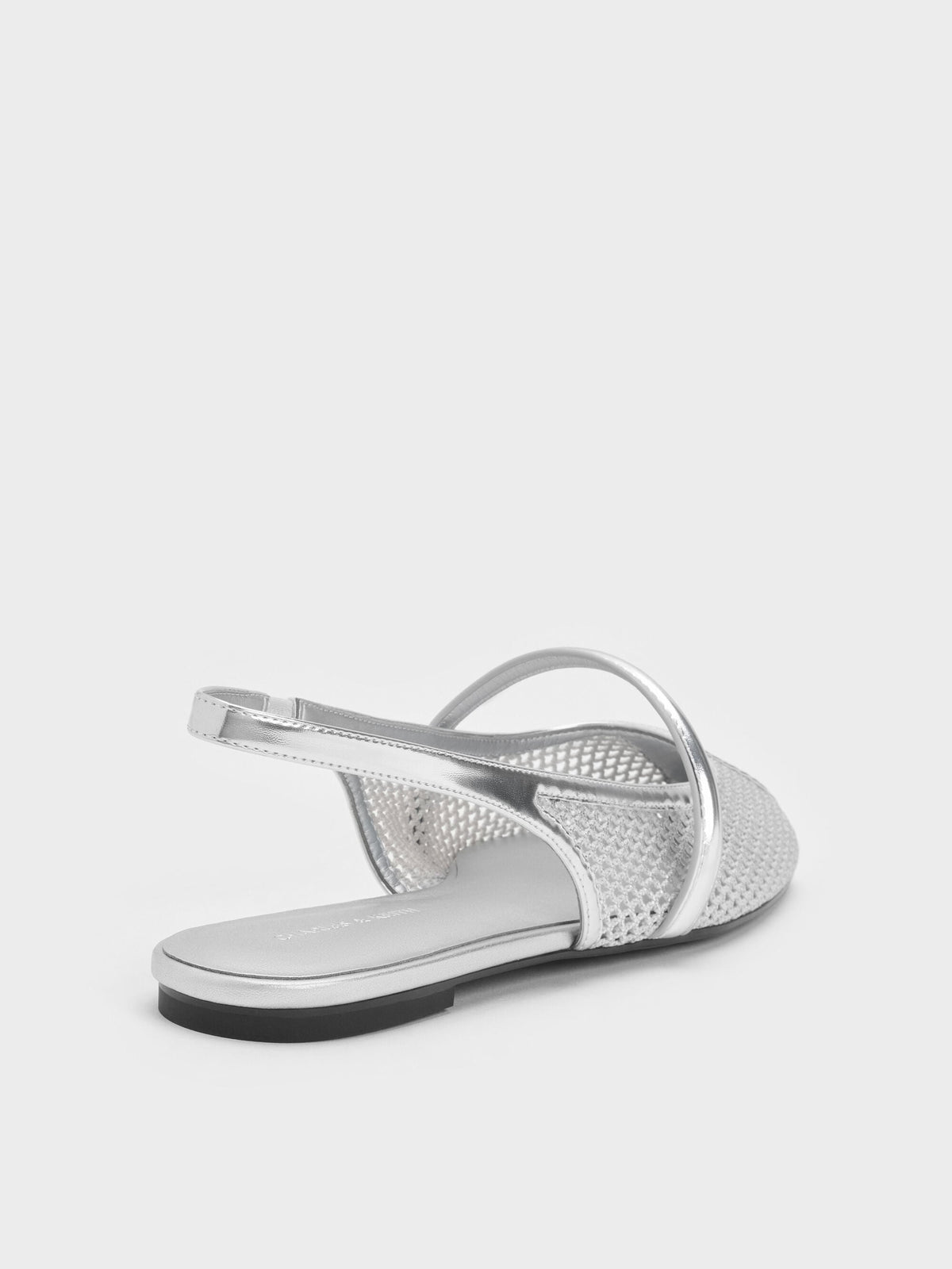 Ellory Mesh Slingback Mary Jane Flats - Silver | CHARLES & KEITH