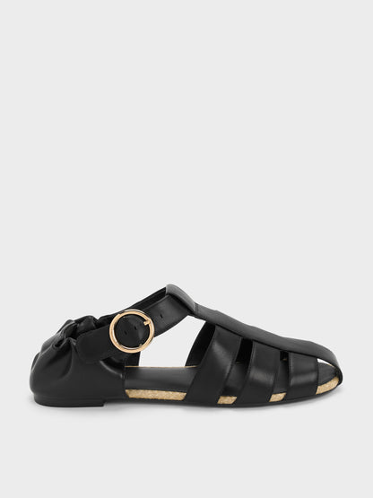 Caged Flat Espadrilles - Black | CHARLES & KEITH