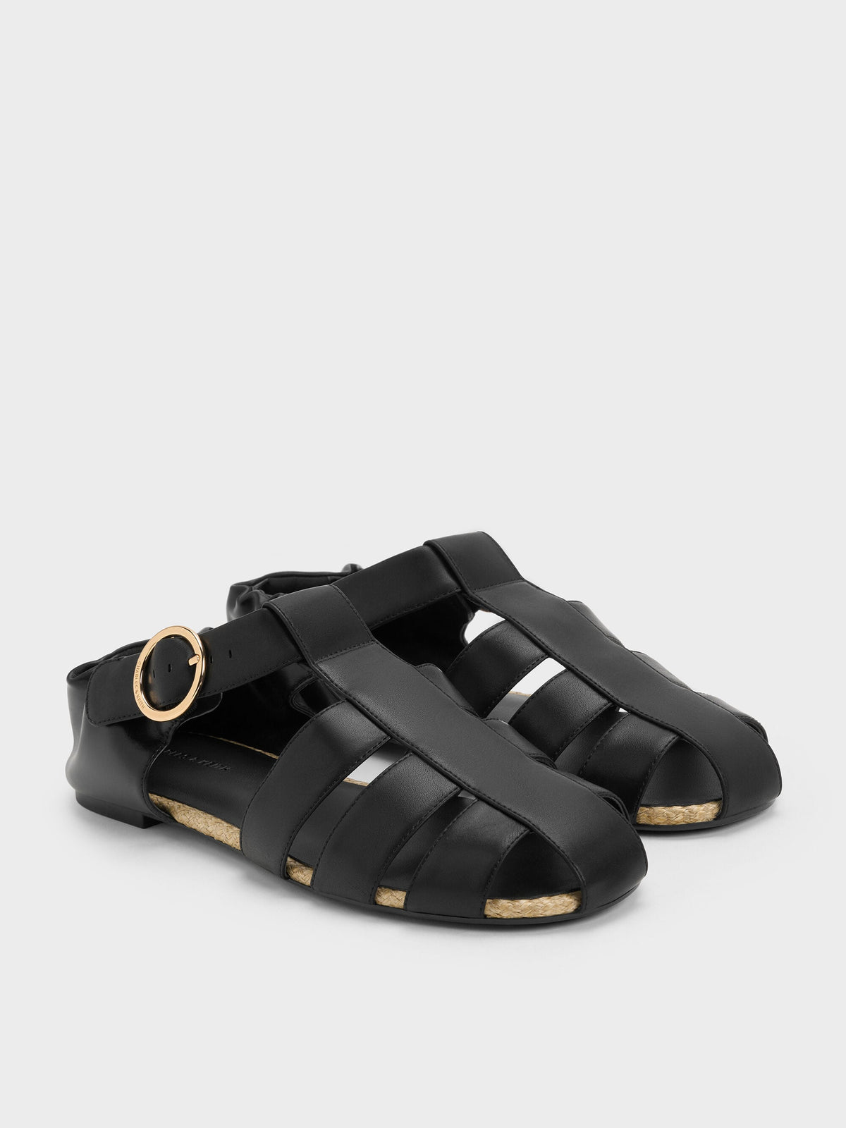 Caged Flat Espadrilles - Black | CHARLES & KEITH