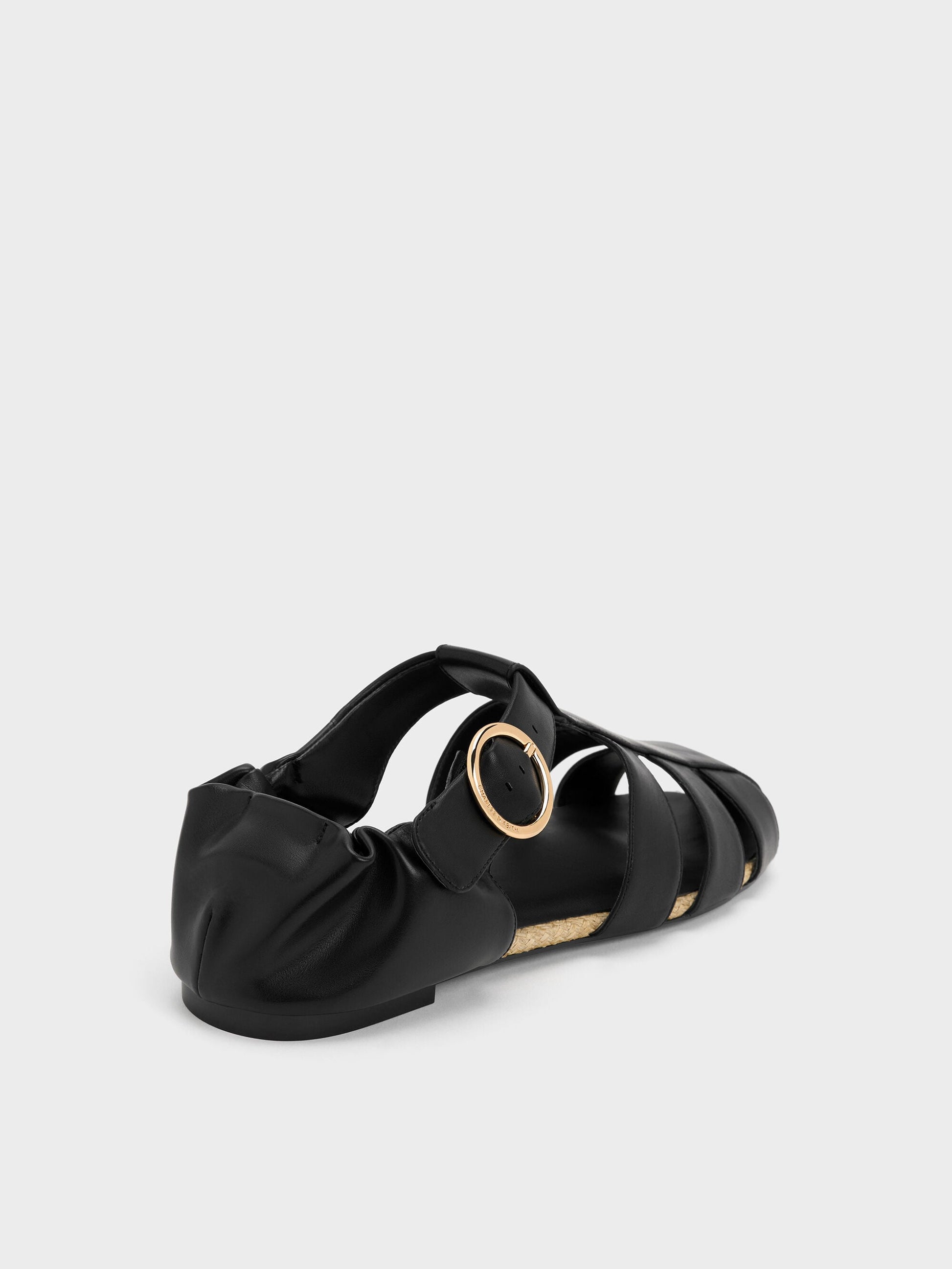 Caged Flat Espadrilles - Black | CHARLES & KEITH