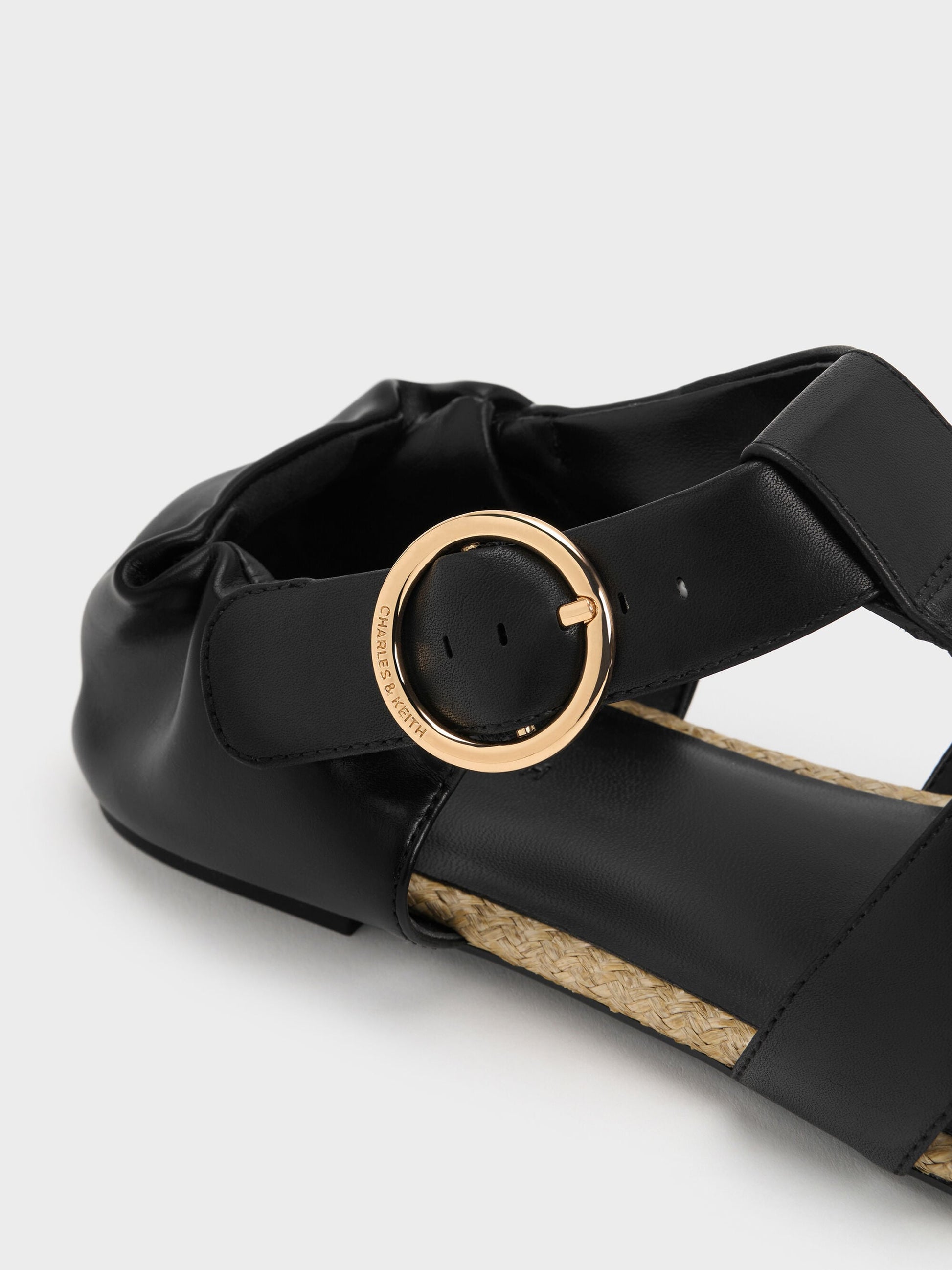 Caged Flat Espadrilles - Black | CHARLES & KEITH