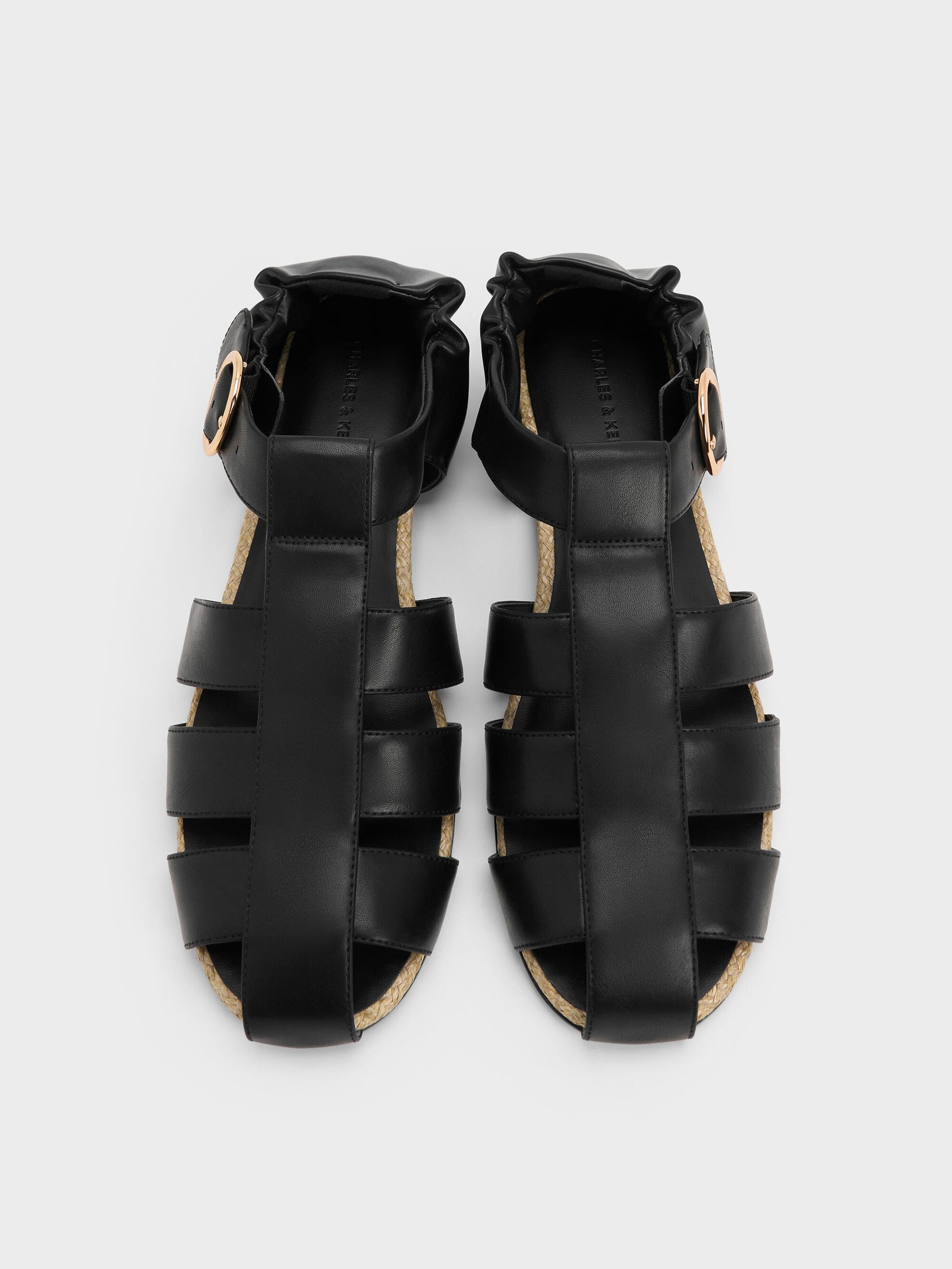 Caged Flat Espadrilles - Black | CHARLES & KEITH