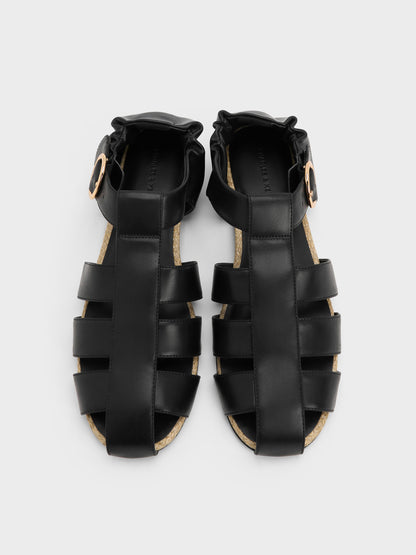 Caged Flat Espadrilles - Black | CHARLES & KEITH