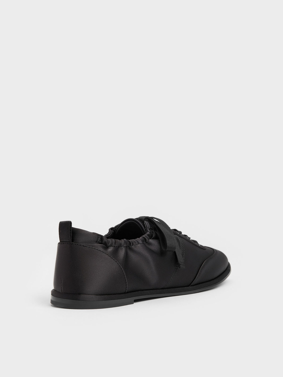 Satin Ruched Sneakers - Black Textured | CHARLES & KEITH