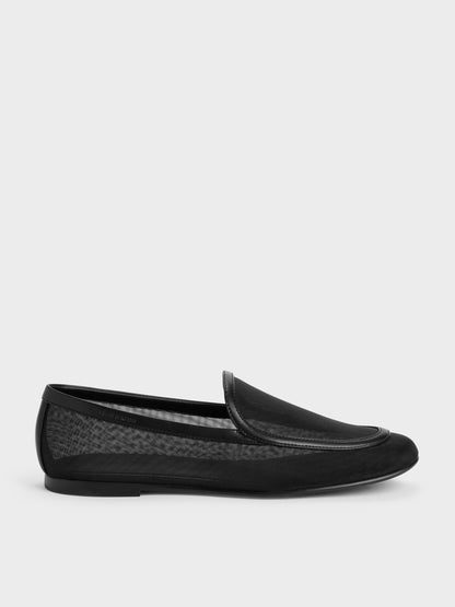 Mackie Mesh Loafers - Black Textured | CHARLES & KEITH