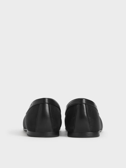 Mackie Mesh Loafers - Black Textured | CHARLES & KEITH