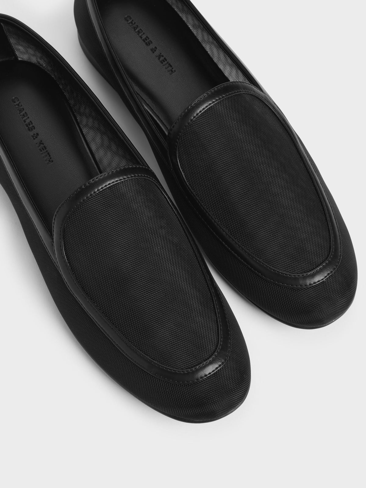 Mackie Mesh Loafers - Black Textured | CHARLES & KEITH