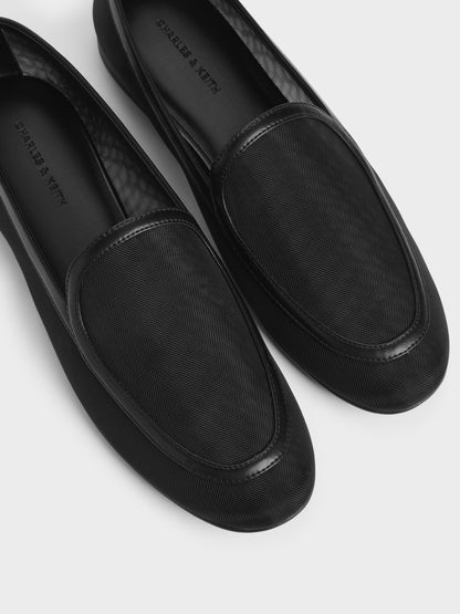 Mackie Mesh Loafers - Black Textured | CHARLES & KEITH