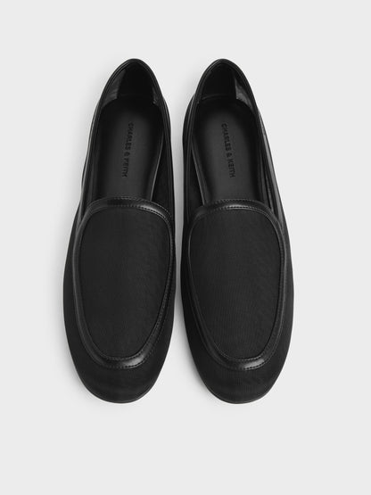 Mackie Mesh Loafers - Black Textured | CHARLES & KEITH