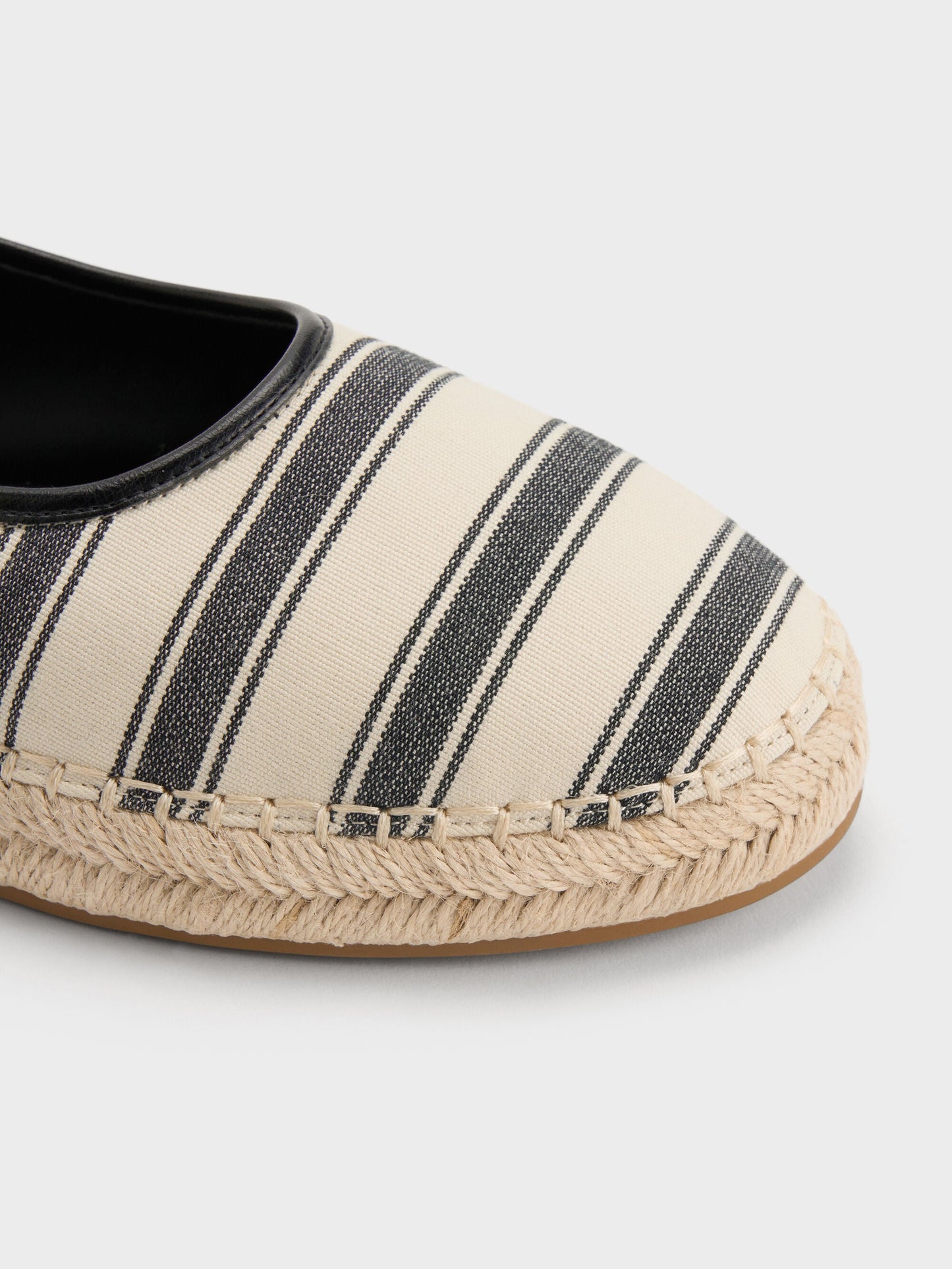 Striped Mary Jane Espadrille Mules - Black Textured | CHARLES & KEITH