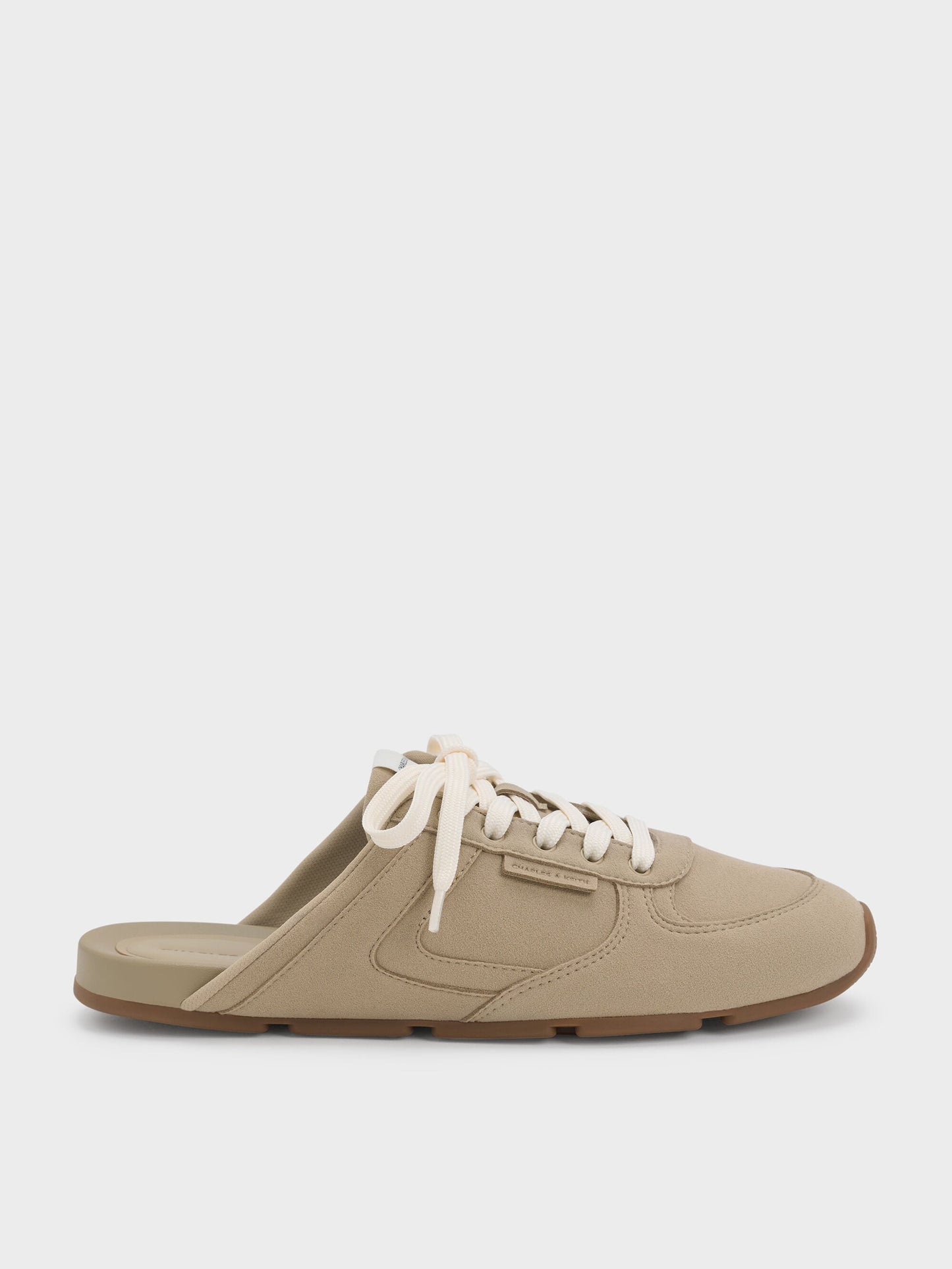 Lace-Up Sneaker Mules - Taupe | CHARLES & KEITH