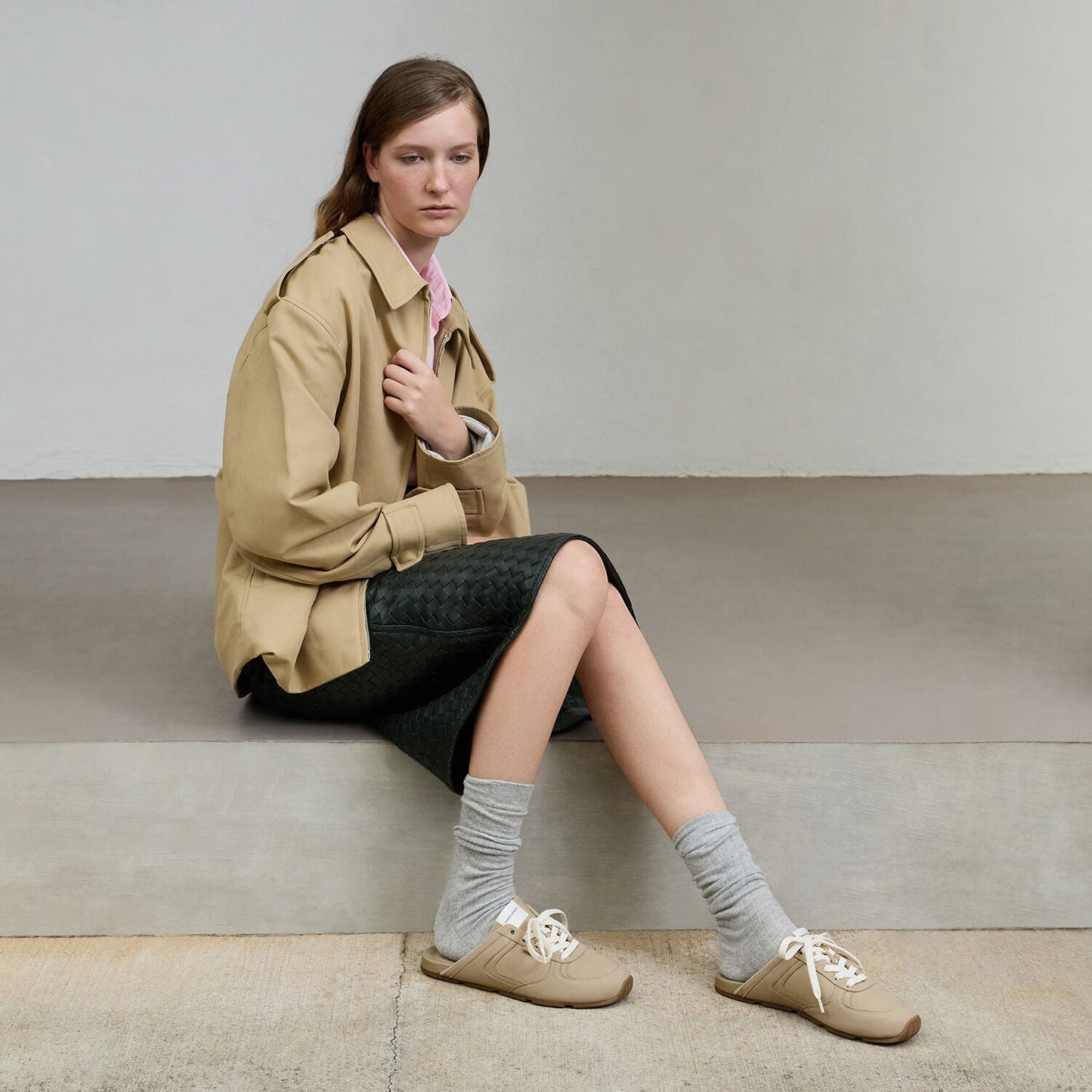 Lace-Up Sneaker Mules - Taupe | CHARLES & KEITH