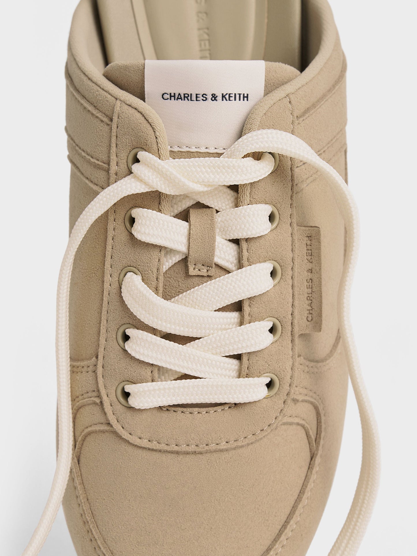 Lace-Up Sneaker Mules - Taupe | CHARLES & KEITH