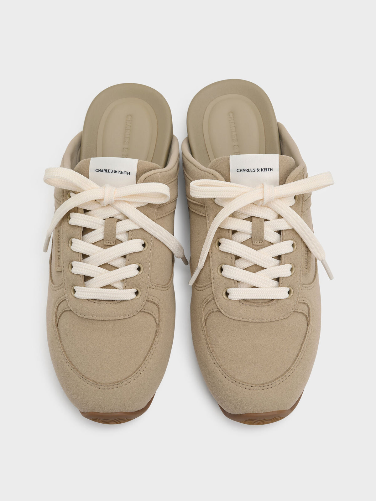 Lace-Up Sneaker Mules - Taupe | CHARLES & KEITH