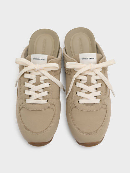 Lace-Up Sneaker Mules - Taupe | CHARLES & KEITH