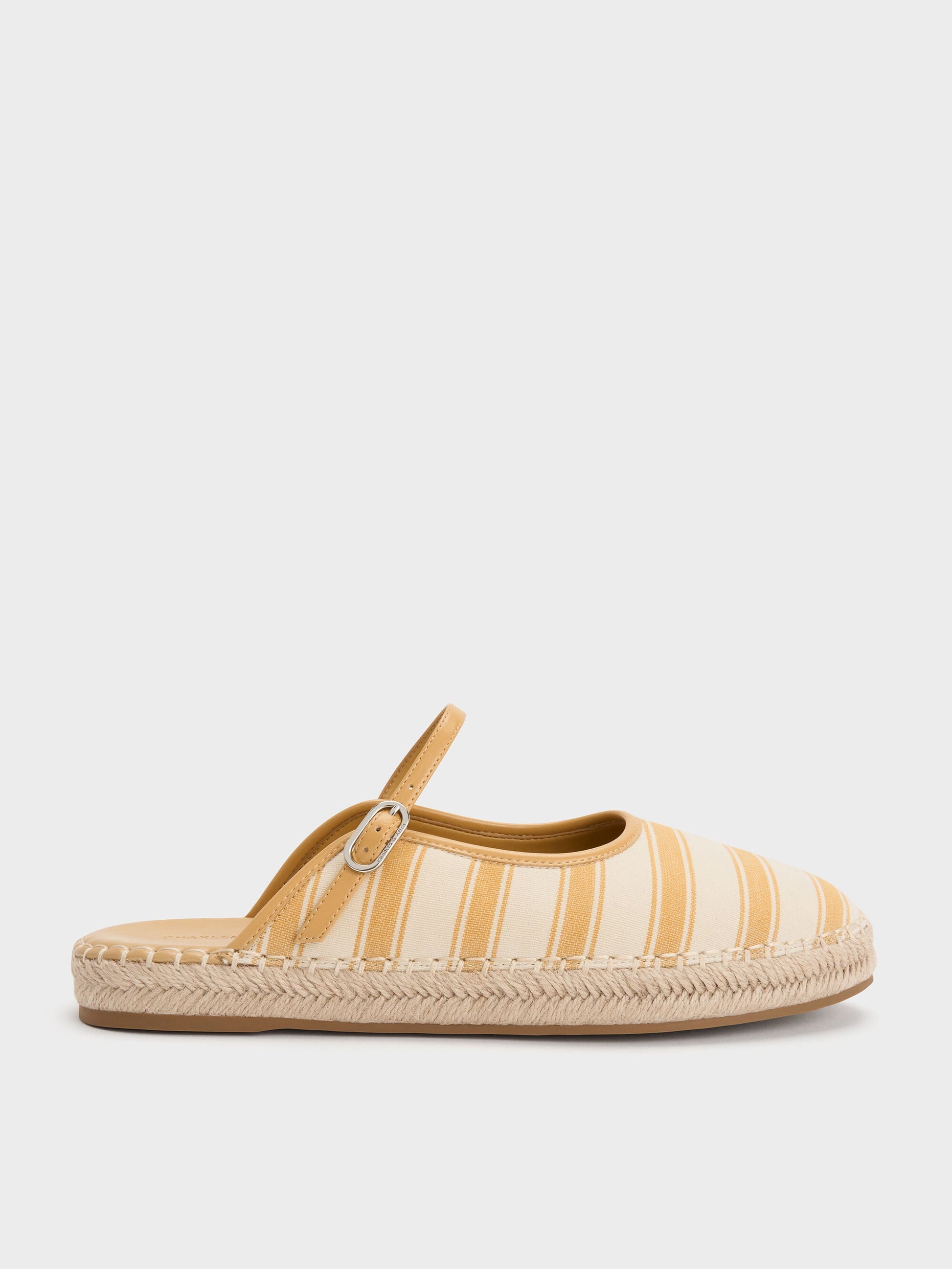 Striped Mary Jane Espadrille Mules - Yellow | CHARLES & KEITH