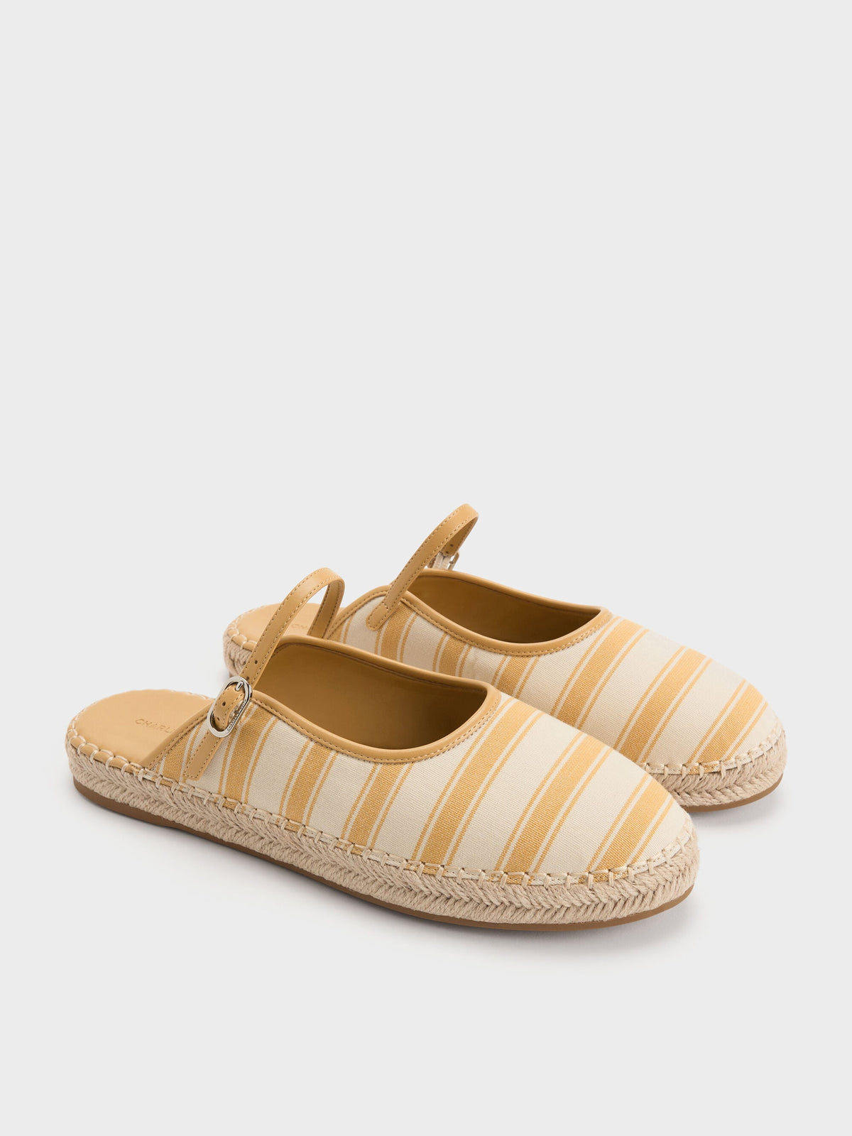 Striped Mary Jane Espadrille Mules - Yellow | CHARLES & KEITH