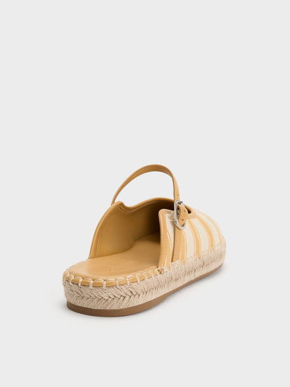 Striped Mary Jane Espadrille Mules - Yellow | CHARLES & KEITH