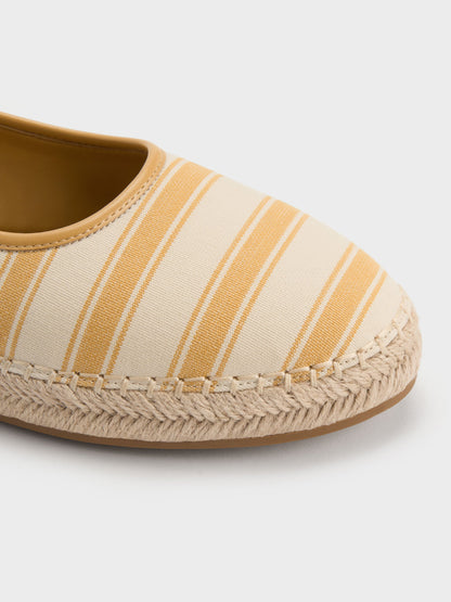 Striped Mary Jane Espadrille Mules - Yellow | CHARLES & KEITH