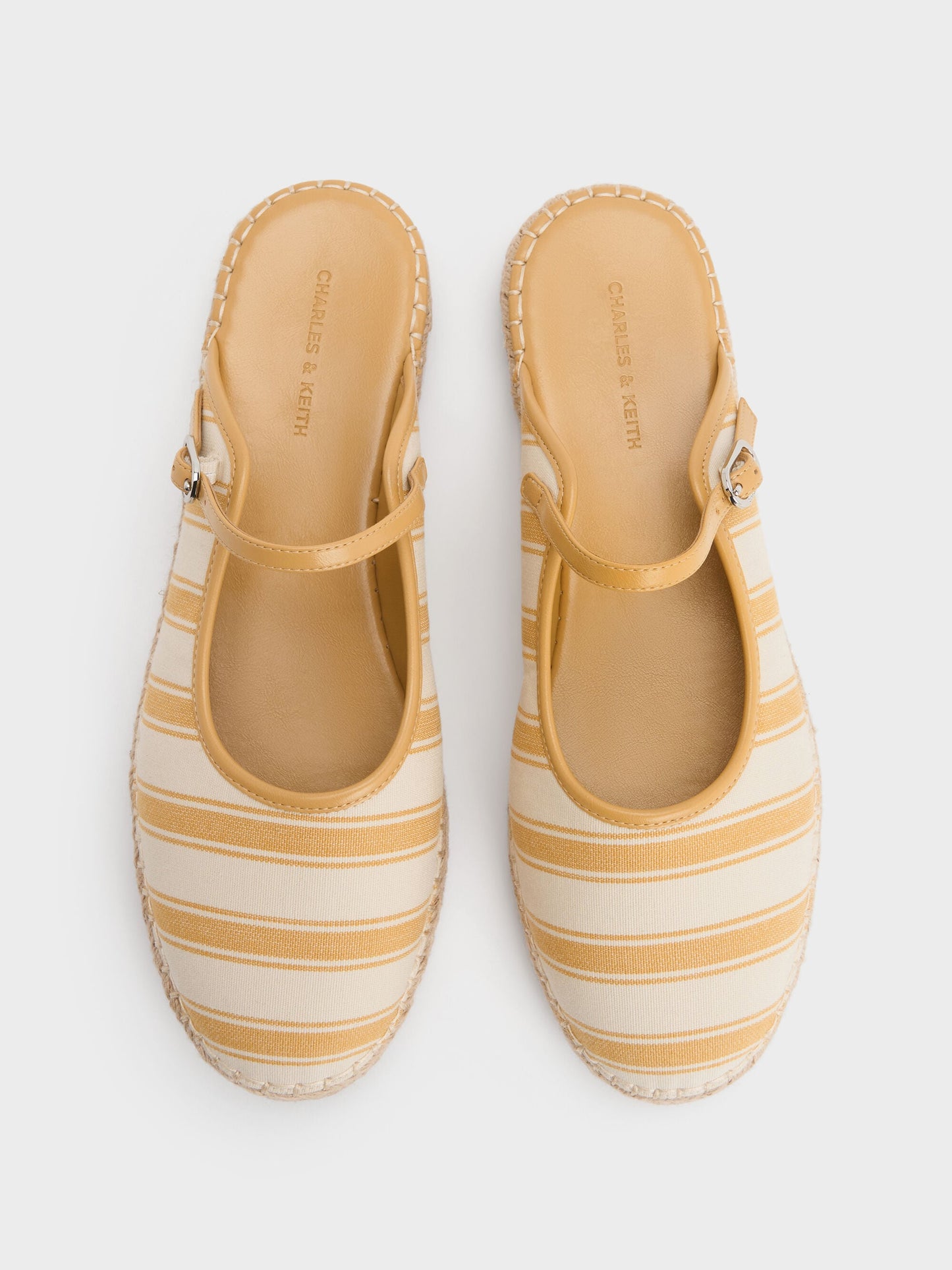 Striped Mary Jane Espadrille Mules - Yellow | CHARLES & KEITH