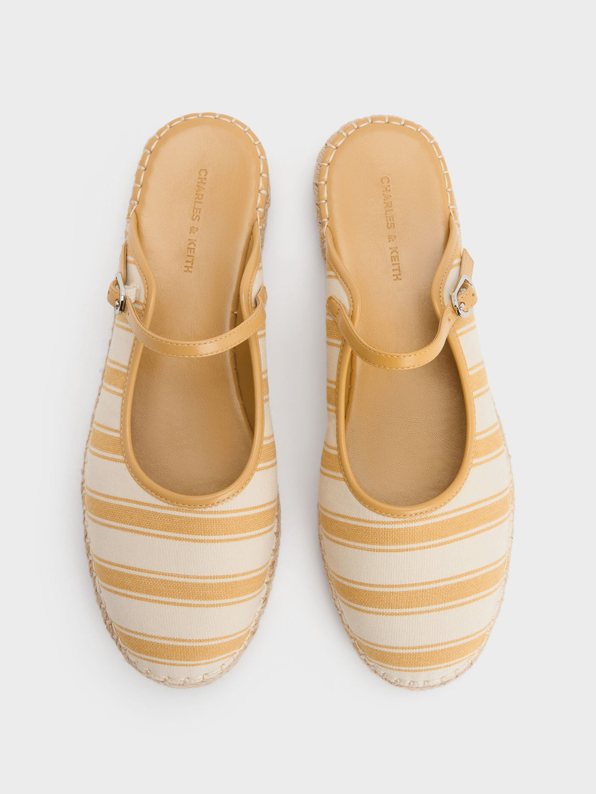 Striped Mary Jane Espadrille Mules - Yellow | CHARLES & KEITH