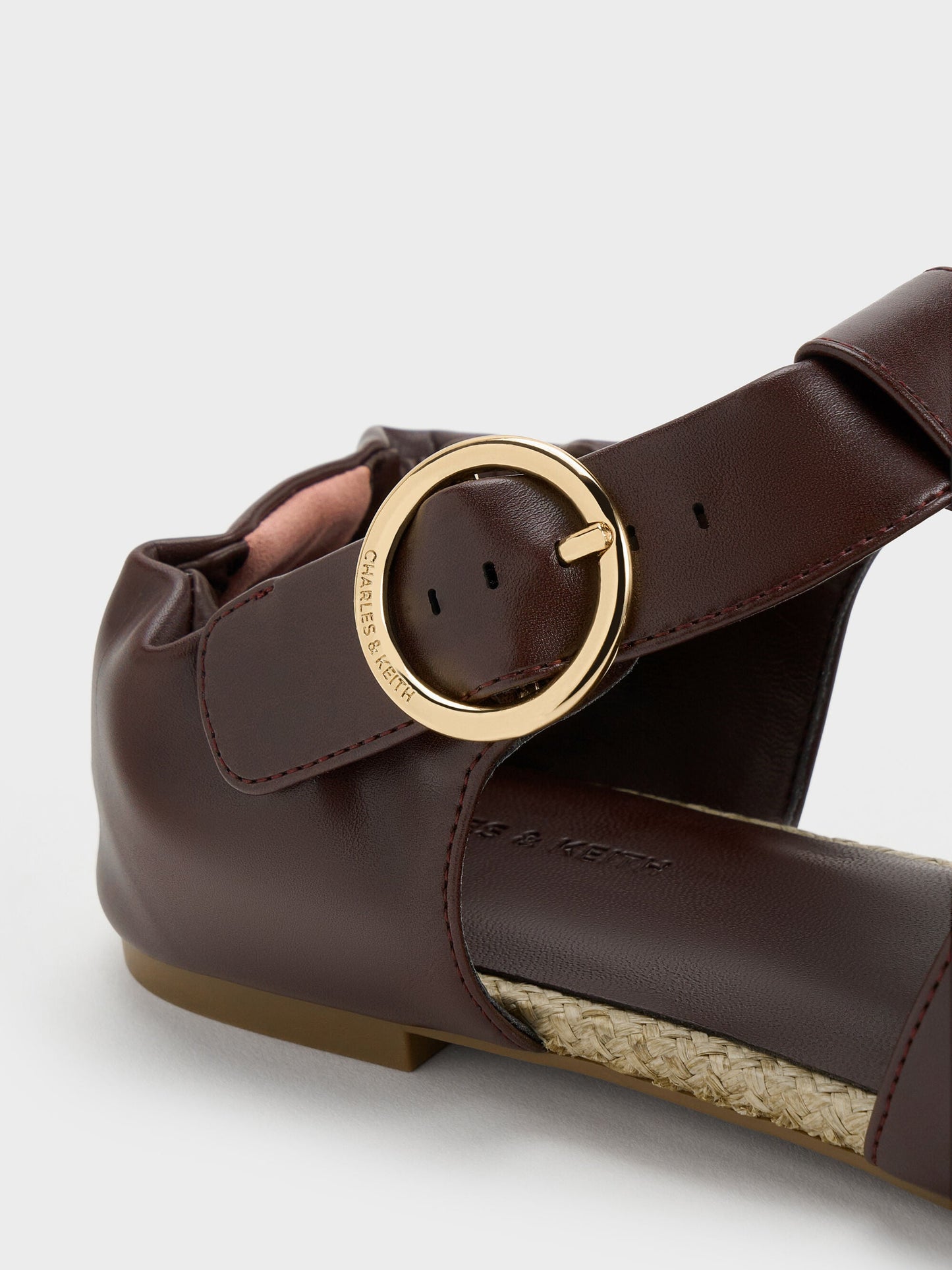Caged Flat Espadrilles - Maroon | CHARLES & KEITH