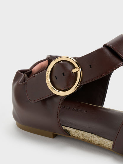 Caged Flat Espadrilles - Maroon | CHARLES & KEITH