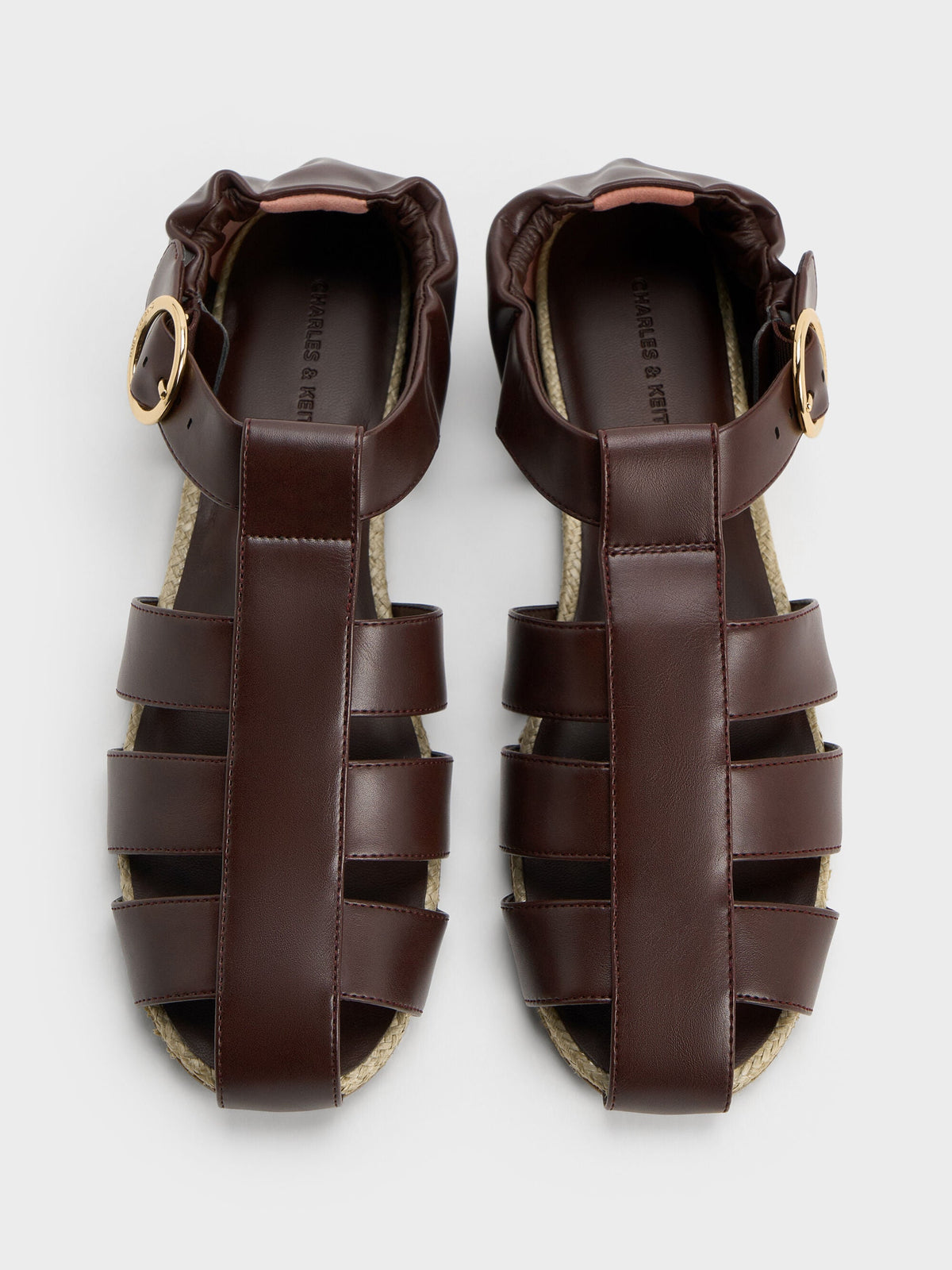 Caged Flat Espadrilles - Maroon | CHARLES & KEITH