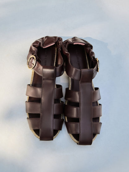 Caged Flat Espadrilles - Maroon | CHARLES & KEITH
