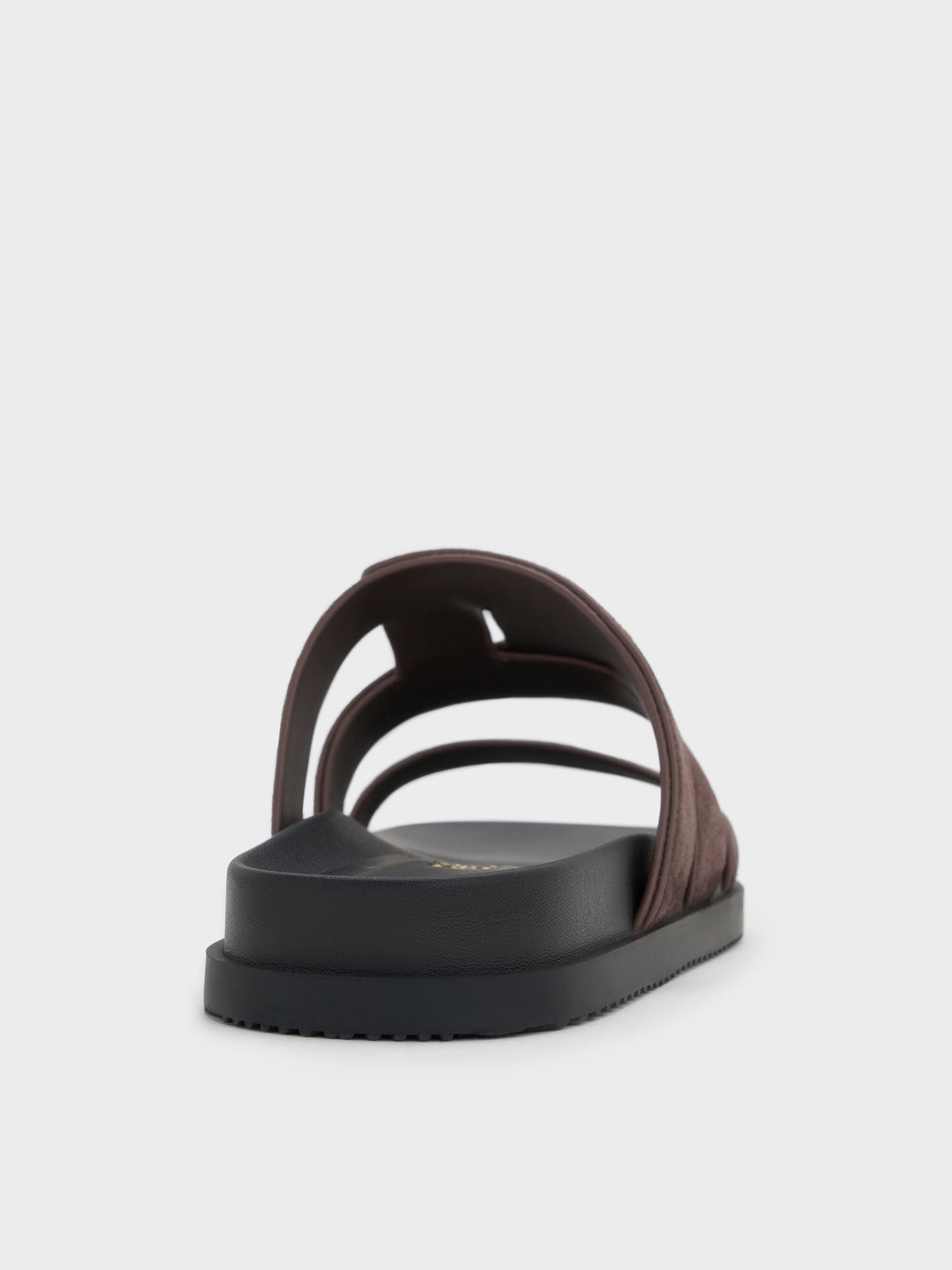 Petina Suede Flatform Sandals - Dark Brown Textured | CHARLES & KEITH
