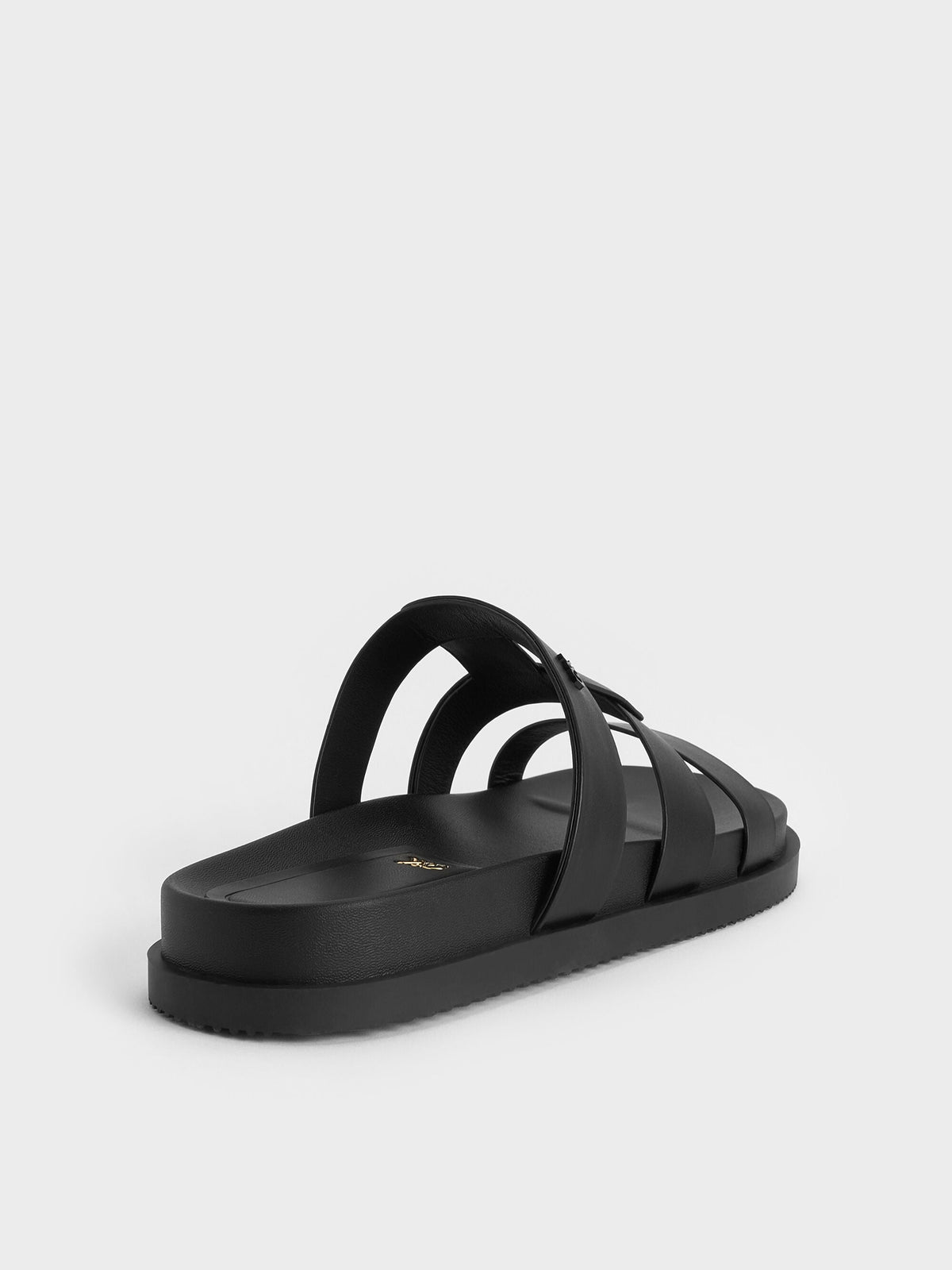 Petina Leather Flatform Sandals - Black | CHARLES & KEITH