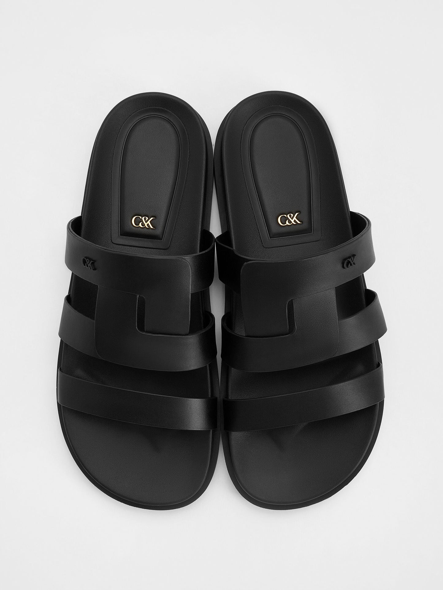 Petina Leather Flatform Sandals - Black | CHARLES & KEITH