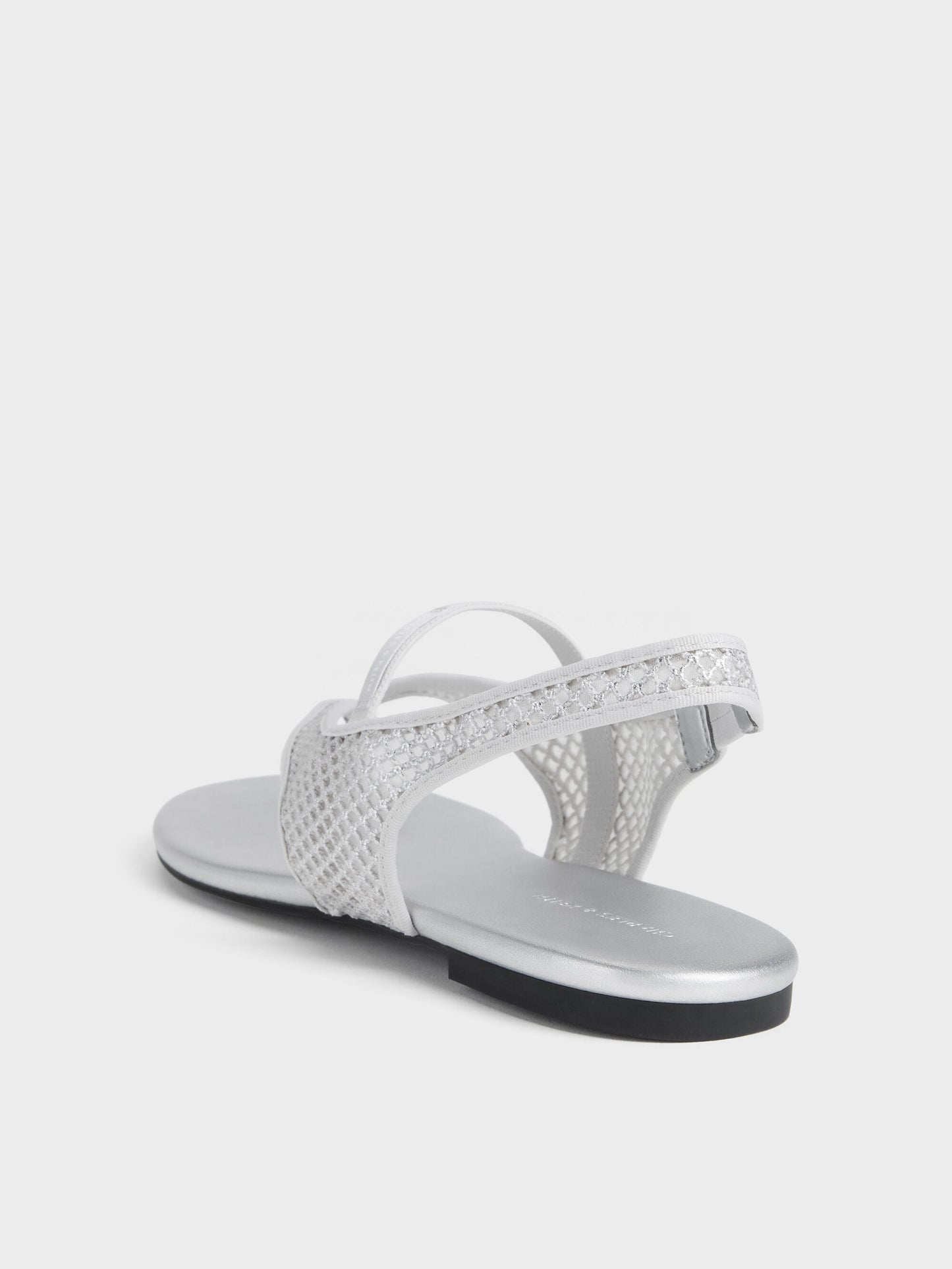 Ellory Mesh Thong Slingback Sandals - Silver | CHARLES & KEITH