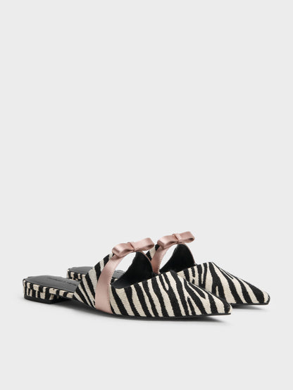 Kaleen Zebra-Print Pointed Mules - Animal Print Black | CHARLES & KEITH
