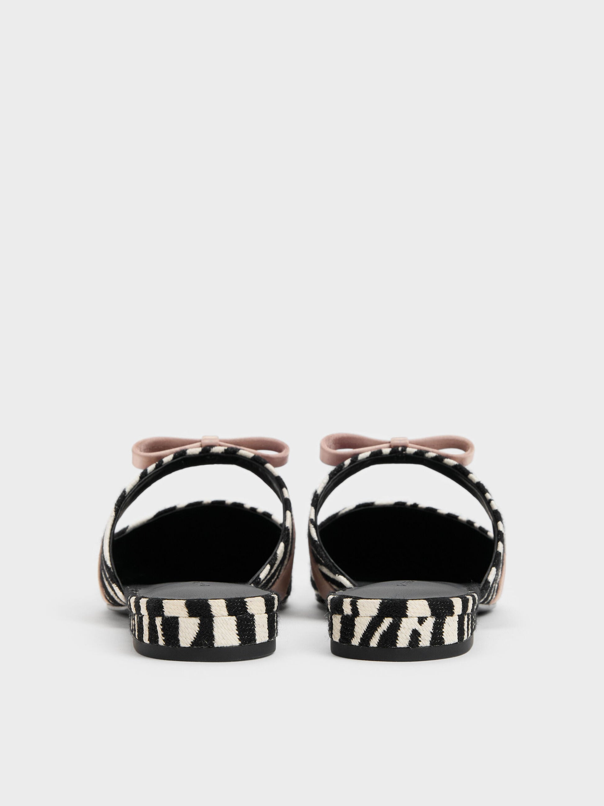 Kaleen Zebra-Print Pointed Mules - Animal Print Black | CHARLES & KEITH