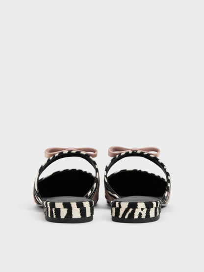 Kaleen Zebra-Print Pointed Mules - Animal Print Black | CHARLES & KEITH