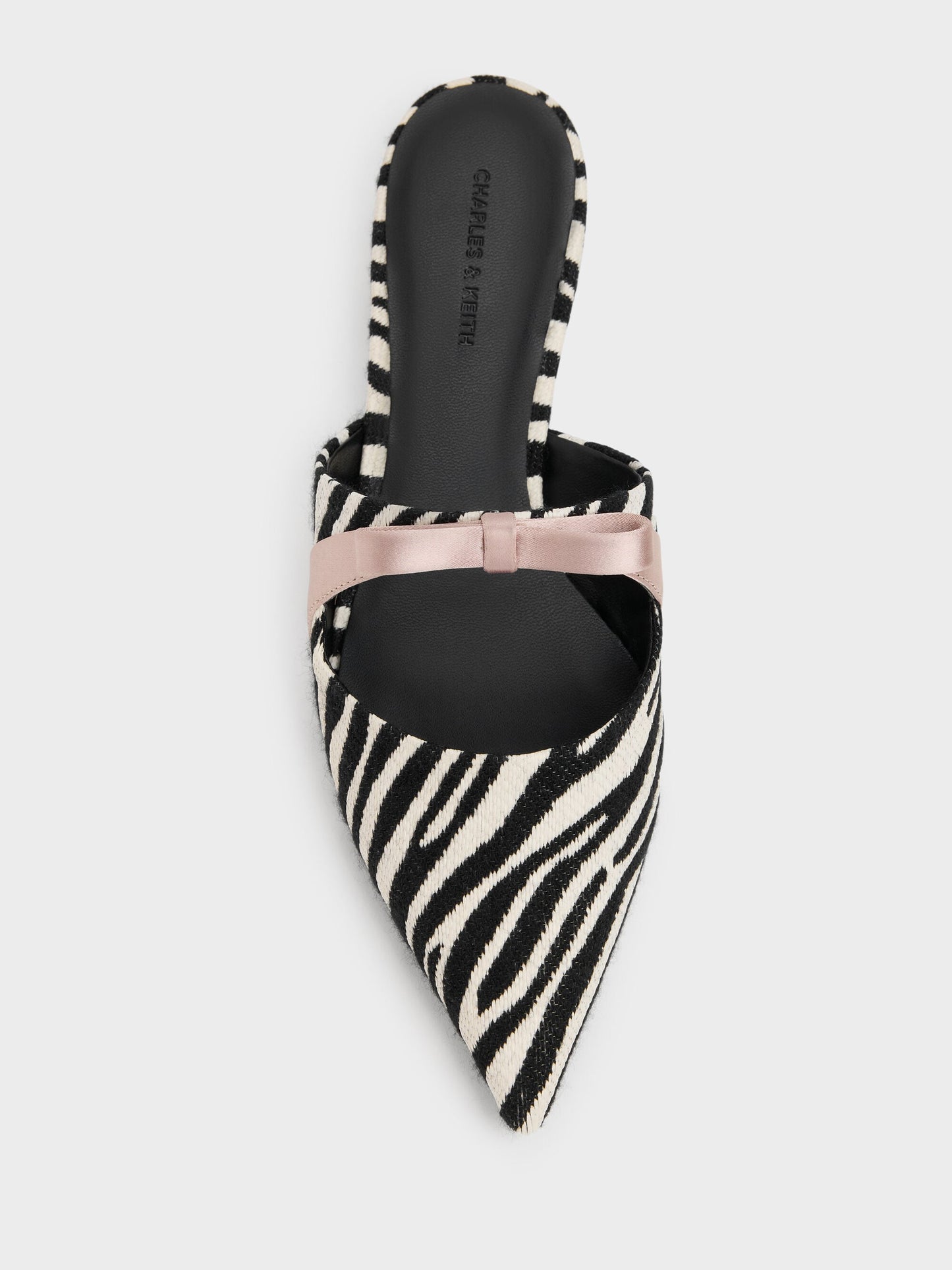 Kaleen Zebra-Print Pointed Mules - Animal Print Black | CHARLES & KEITH