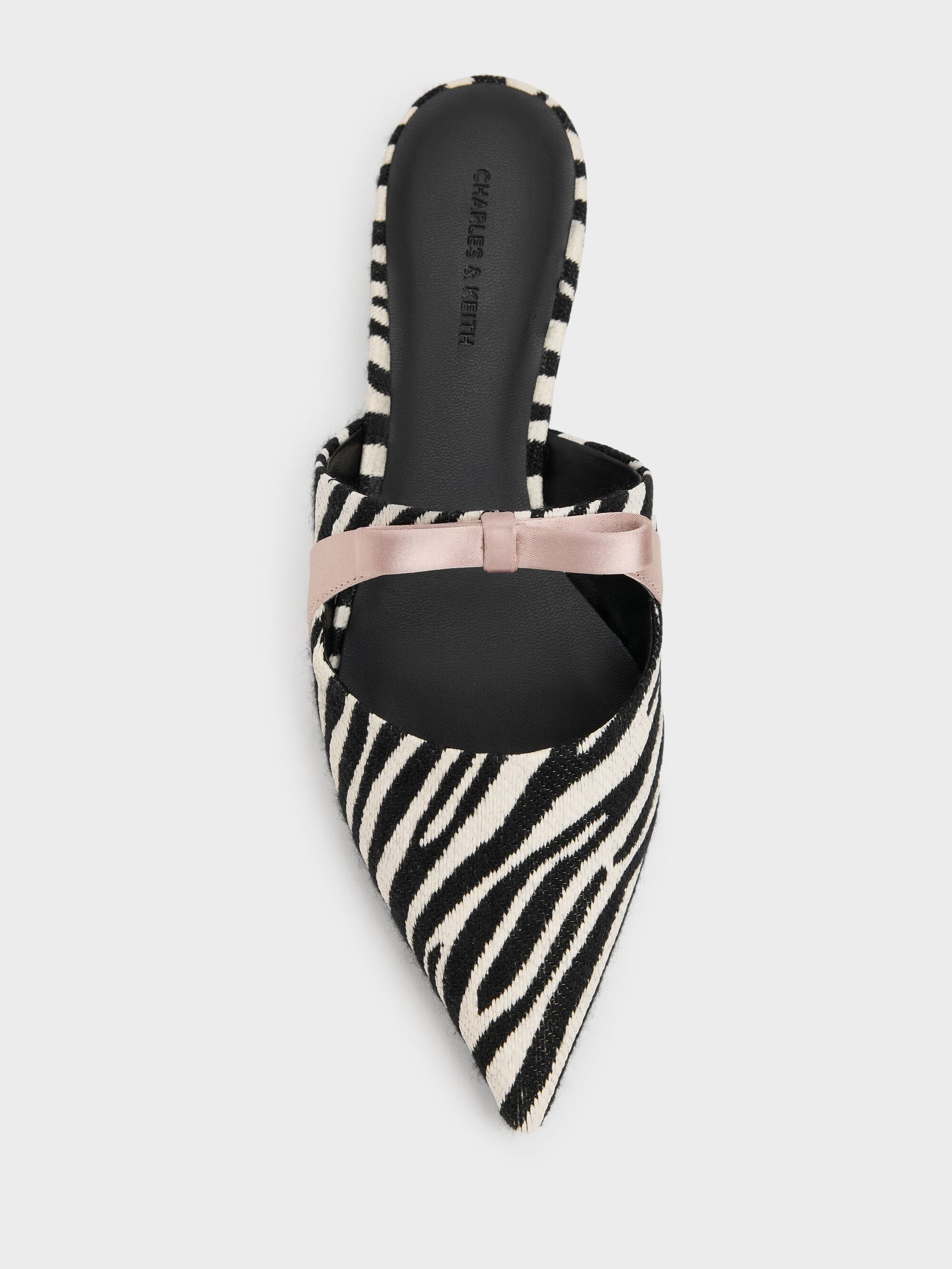 Kaleen Zebra-Print Pointed Mules - Animal Print Black | CHARLES & KEITH