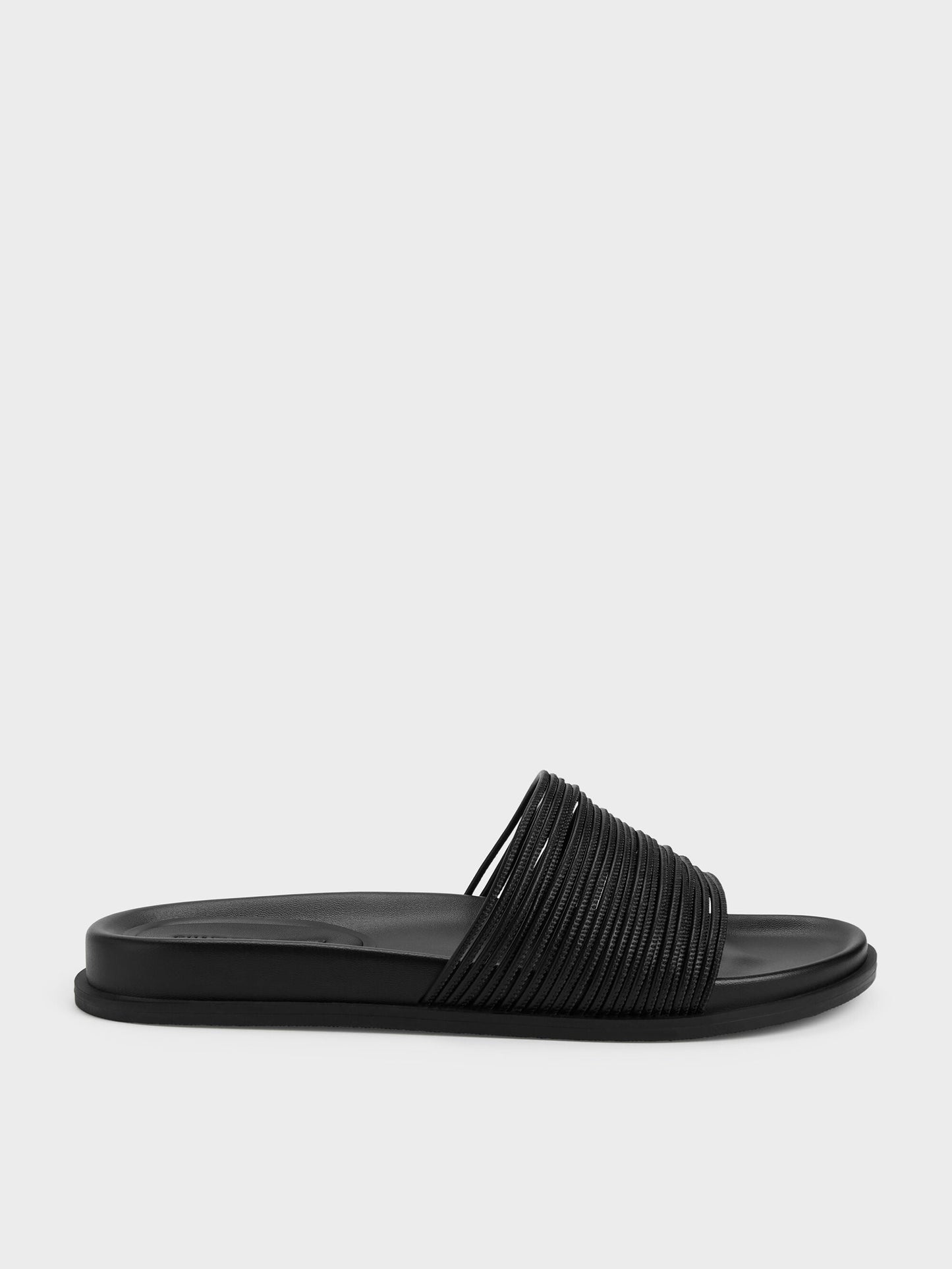 Fianna Strappy Slide Sandals - Black | CHARLES & KEITH