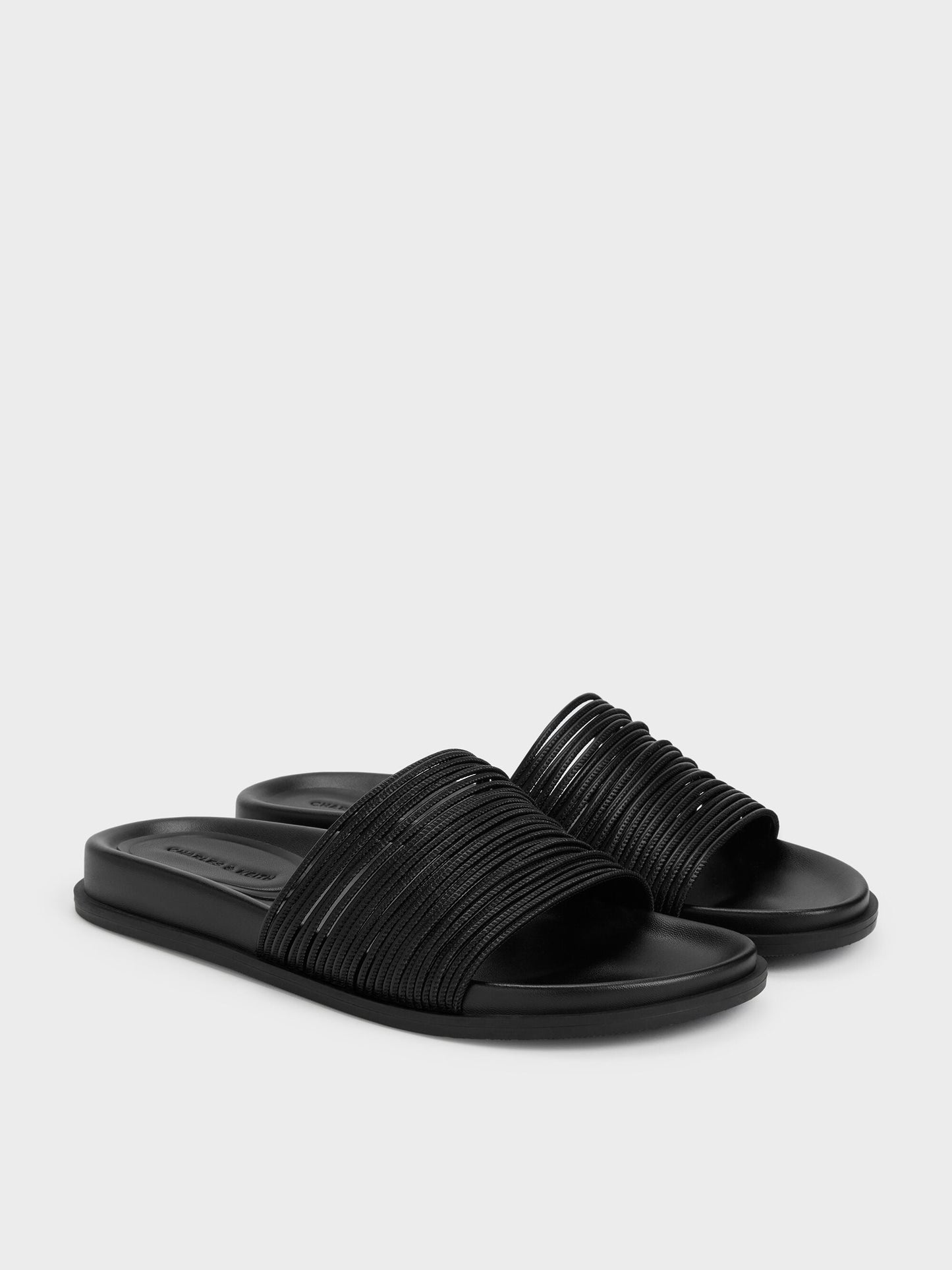 Fianna Strappy Slide Sandals - Black | CHARLES & KEITH