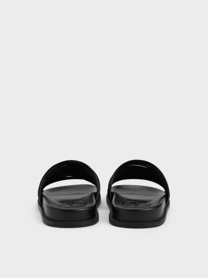 Fianna Strappy Slide Sandals - Black | CHARLES & KEITH