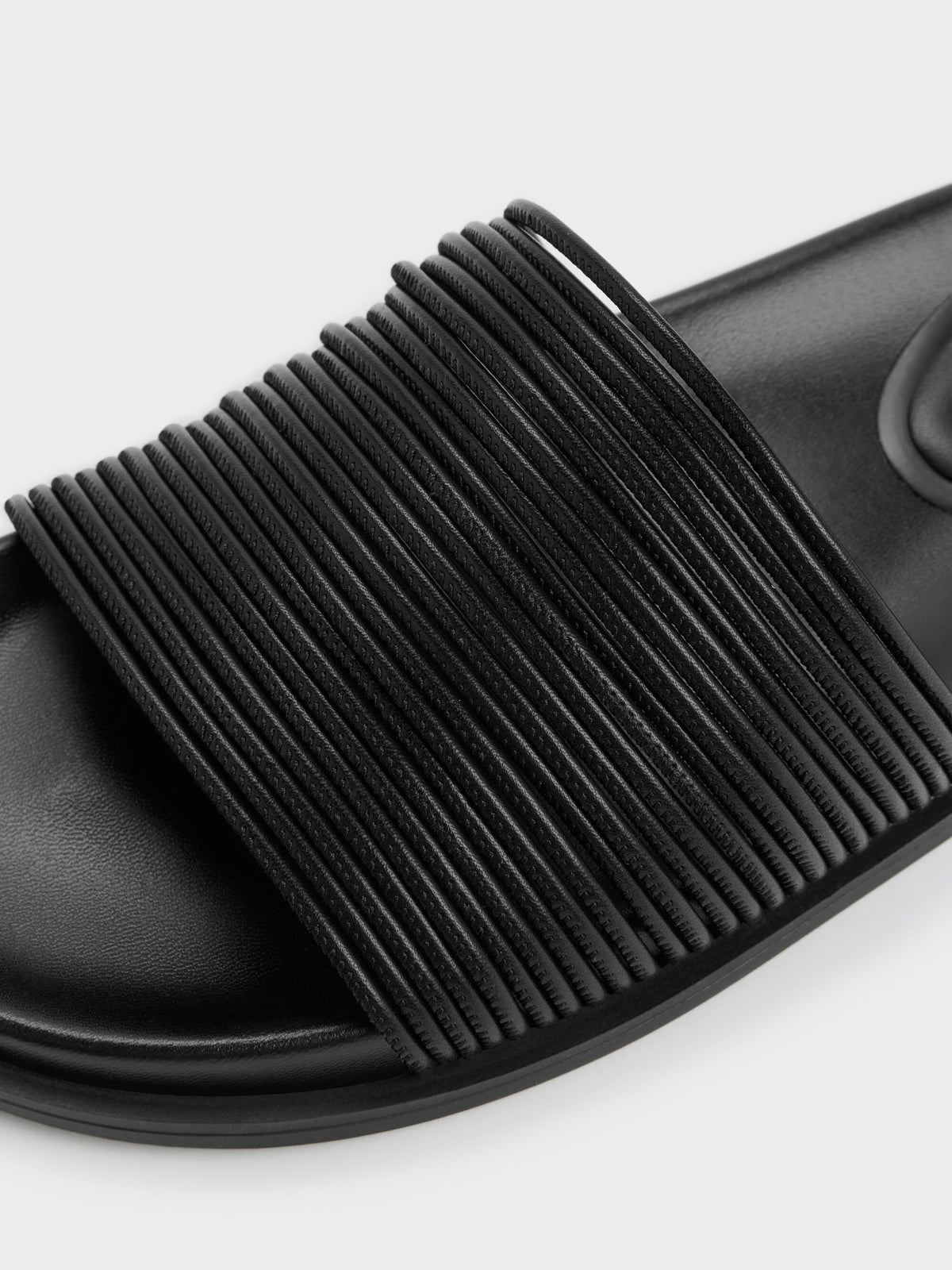 Fianna Strappy Slide Sandals - Black | CHARLES & KEITH
