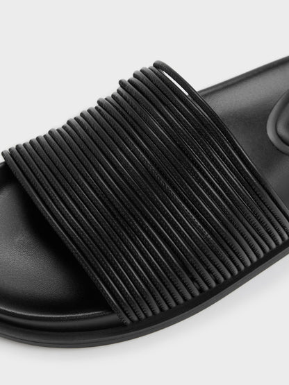 Fianna Strappy Slide Sandals - Black | CHARLES & KEITH