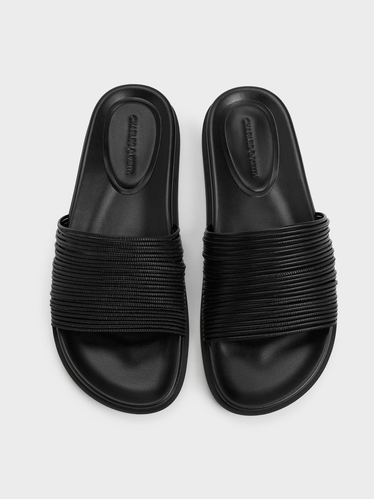 Fianna Strappy Slide Sandals - Black | CHARLES & KEITH