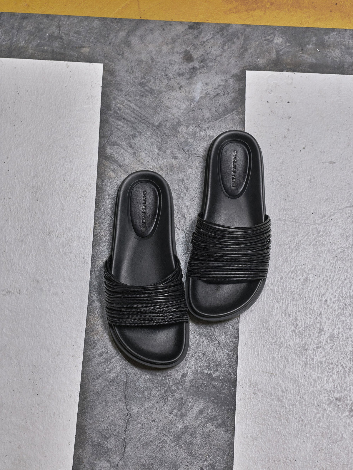 Fianna Strappy Slide Sandals - Black | CHARLES & KEITH