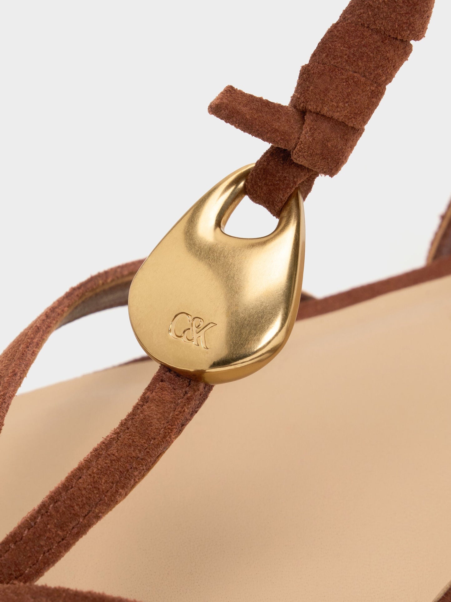 Adema Leather Strappy Thong Sandals - Brown | CHARLES & KEITH